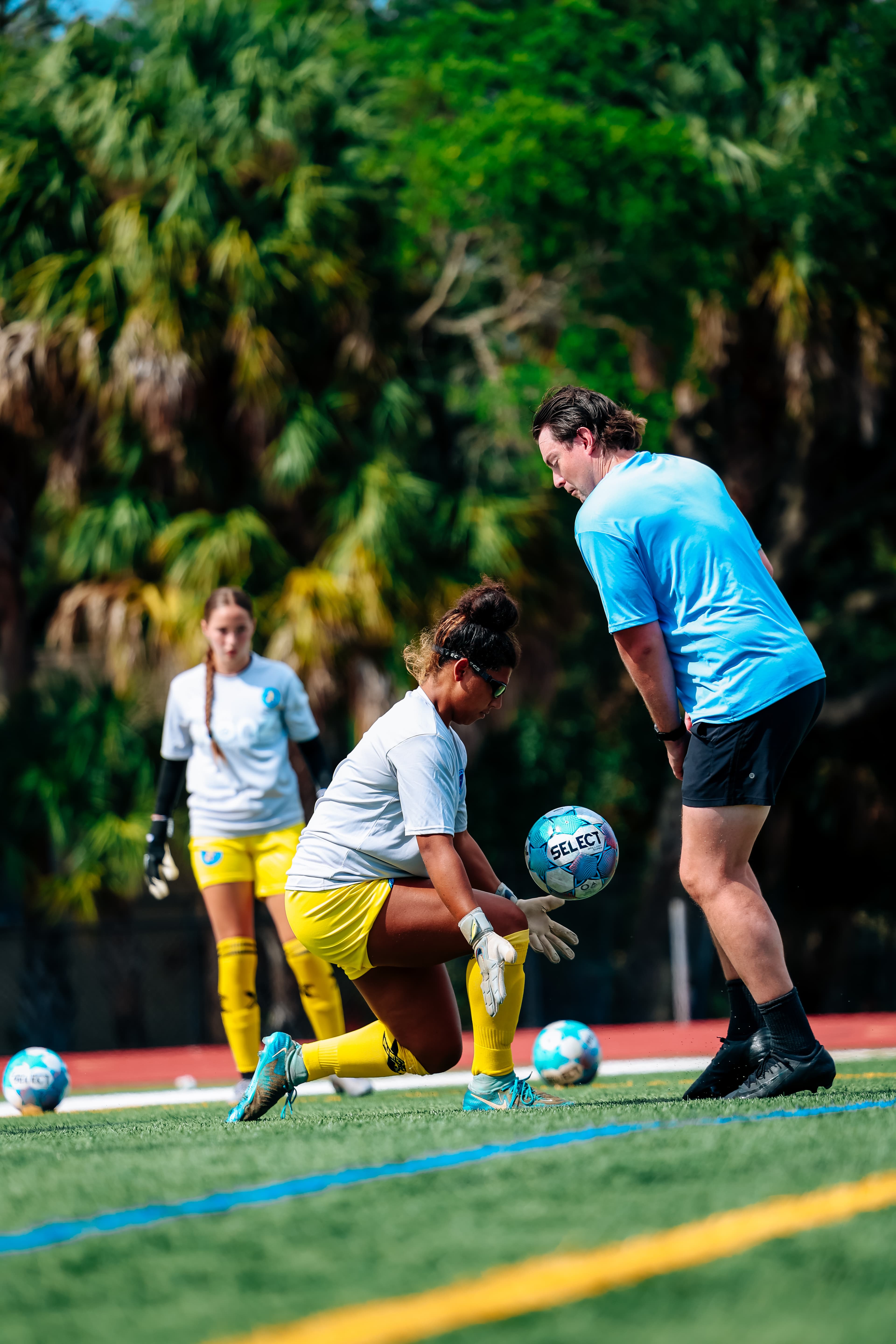 David Johnson coaching a goalkeeper
